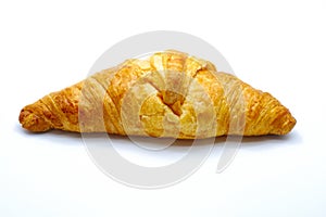 Delicious croissant isolated on white background, tasty breakfast food