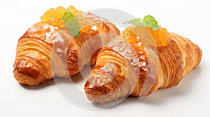 Delicious Croissant With Orange And Mint Topped With Bananas