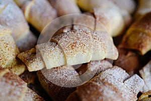 Delicious croissants with cinnamon sprinkling