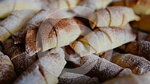 Delicious croissants with cinnamon sprinkling