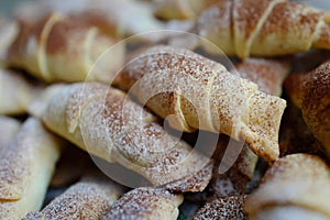 Delicious croissants with cinnamon sprinkling