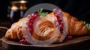 Delicious Croissants With Cranberry Sauce: A Multilayered Realism photo