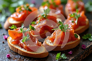 Delicious Crostini with Lardo Arrangement
