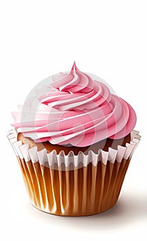 Delicious cupcake with pink cream