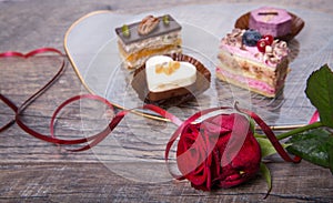 Delicious cupcake for Valentine Day close-up