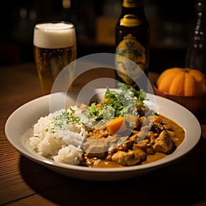Delicious Curry Plate With Pumpkin Beer - Tokina Opera 50mm F14 Ff photo