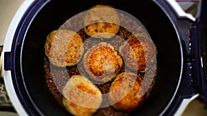 Delicious cutlets with buckwheat porridge in a slow cooker