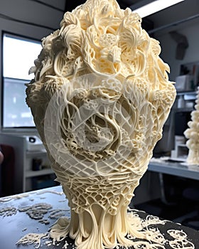 Delicious 4D printed vanilla dream. Printed model closeup object. photo