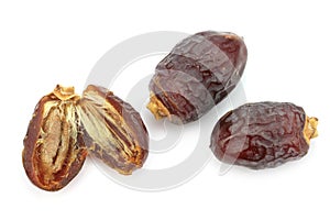 Delicious date fruits, isolated on white background