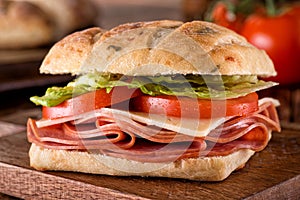 Deli Sandwich on Ciabatta Bread