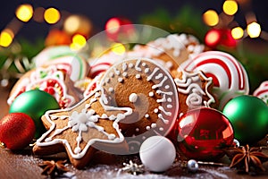 Delicious Delights Festive Christmas Gingerbread Cookies That Spark Holiday Joy. created with Generative AI