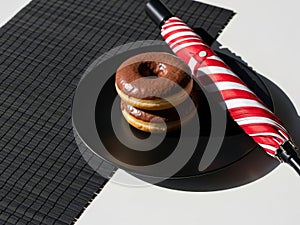 Delicious donut stack isolated on white background