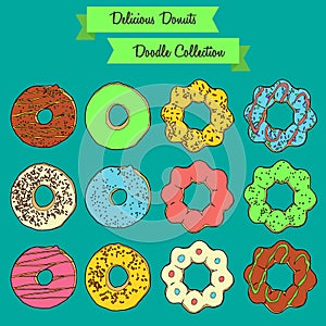 Delicious Donuts Doodle Collection