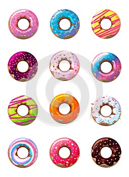 Delicious donuts in glaze vector image set