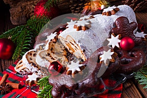 Delicious dresdner christ stollen with marzipan and raisins