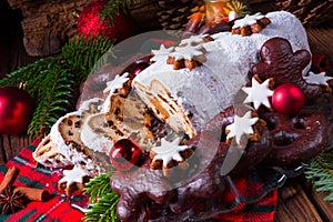 Delicious dresdner christ stollen with marzipan and raisins photo