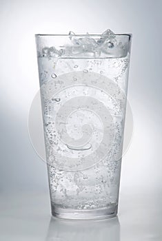 Delicious drink, sparkling water with ice
