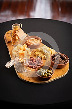 Delicious Dutch cheese board with various delicacies