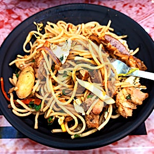 Delicious egg chicken noodles chowmein