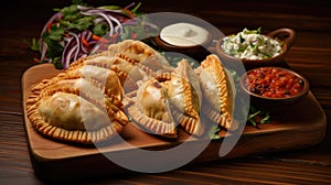 Delicious empanadas - traditional Latin American baked beef pastry.