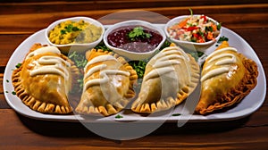 Delicious empanadas - traditional Latin American baked beef pastry.