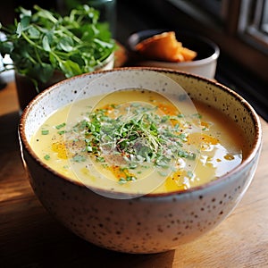 Delicious English Bitter Soup On A Wooden Table