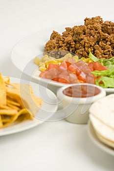 Delicious fajitas beef lettuce tomato pepper corn