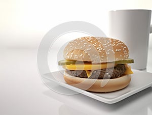 Delicious Fast Food Cheese Burger and Drink Combo Restaurant Cafe