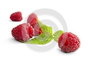 Delicious first class fresh raspberries isolated on wite