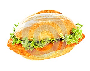 Delicious fish burger on a crusty bun