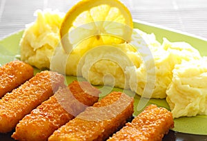 Delicious fish fingers and mashed potatoes