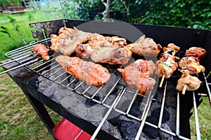 Delicious food grilling on a grill