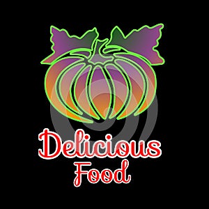 Delicious food And Leaves Vector Logo.