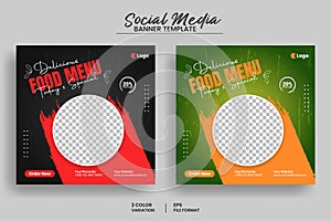 Delicious Food menu social media post banner template and food flyer template