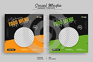 Delicious Food menu social media post banner template and food flyer template