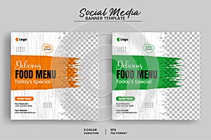 Delicious Food menu social media post banner template and food flyer template