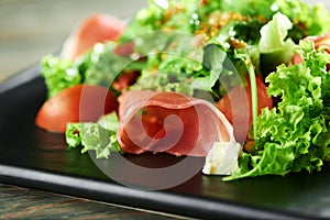 Delicious food on the wooden table