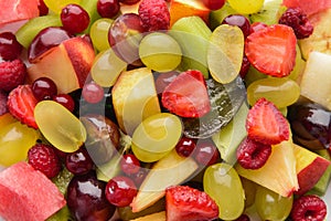 Delicious fresh fruit salad, closeup