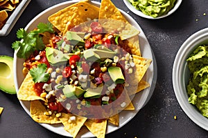 Delicious fresh homemade Nachos with salad