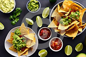 Delicious fresh homemade Nachos with salad