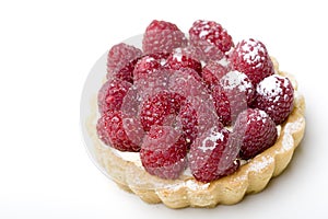 Delicious fresh raspberry fruit tart pastry