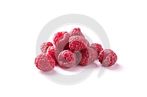 Delicious fresh ripe raspberries on white