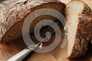 Delicious fresh rye bread on the table