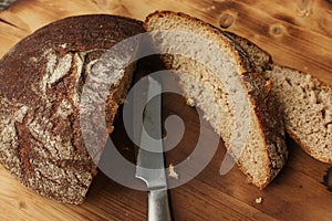 Delicious fresh rye bread on the table