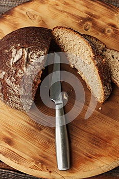 Delicious fresh rye bread on the table