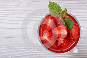 Delicious fresh strawberry drink top view
