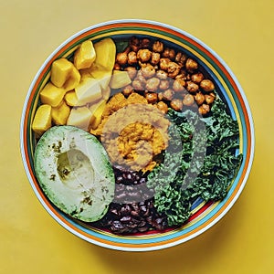 Delicious and fresh vegan meal power bowl