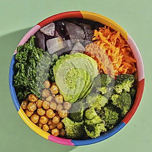 Delicious and fresh vegan meal power bowl