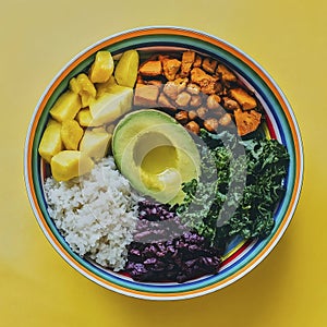 Delicious and fresh vegan meal power bowl