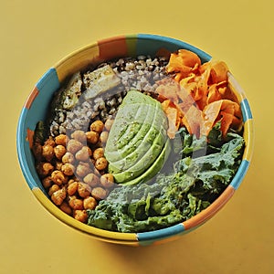 Delicious and fresh vegan meal power bowl